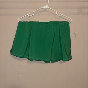 Green Pleated Mini Skirt